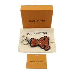 LOUIS VUITTON Portocle Teddy Bear Keychain M00342 Monogram Canvas Calf Leather Brown Silver Hardware Key Ring Bag Charm Vuitton