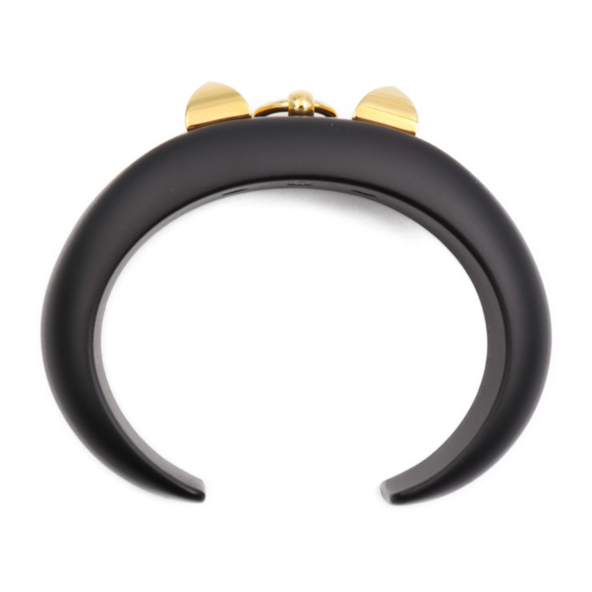 HERMES Medor Corriedossian bangle Size S Wood Black Gold hardware C cuff bracelet