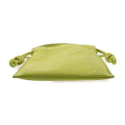 LOEWE Flamenco Pocket Shoulder Bag A411F10X01 Nappa Leather Lime Yellow Drawstring Pochette