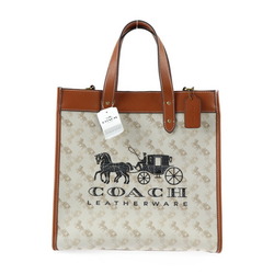 COACH Coach Field Tote with Horse and Carriage Bag C8461 PVC Leather Beige Brown Gold Hardware 2WAY Shoulder