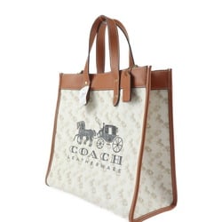 COACH Coach Field Tote with Horse and Carriage Bag C8461 PVC Leather Beige Brown Gold Hardware 2WAY Shoulder