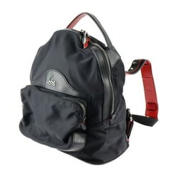 Christian Louboutin Buckle Small Backpack/Daypack Nylon Leather Black Red Backpack Studs