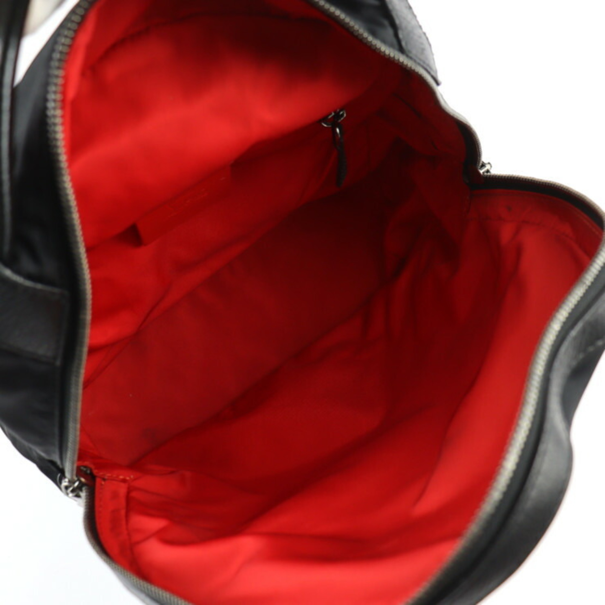 Christian Louboutin Buckle Small Backpack/Daypack Nylon Leather Black Red Backpack Studs