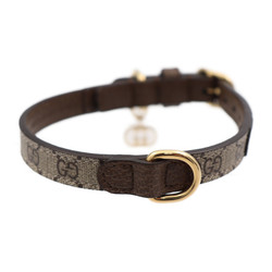 GUCCI Gucci Extra Small Pet Color Other Miscellaneous Goods 692946 Mini GG Supreme Canvas x Leather Beige Ebony Gold Hardware Interlocking G Charm Collar for Cats Dogs Animals