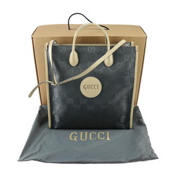 GUCCI Off The Grid Long Tote Bag 630355 Nylon Leather Gray Light Beige Silver Hardware 2WAY Shoulder