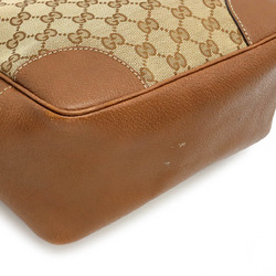 GUCCI GG Canvas Tote Bag Shoulder Leather Khaki Beige Brown 353119