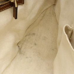 GUCCI GG Canvas Tote Bag Shoulder Leather Khaki Beige Brown 353119