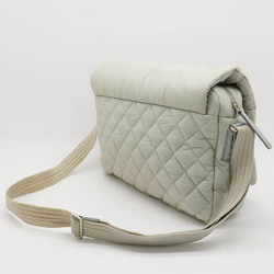 CHANEL Coco Cocoon Mark Shoulder Bag Quilted Nylon Leather Mint Gray 8617