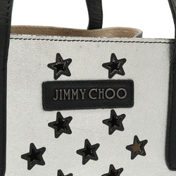JIMMY CHOO Jimmy Choo Pimlico Tote Bag Handbag Star Punching Leather Bicolor Black Silver