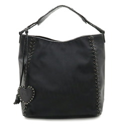 Christian Dior Trotter Shoulder Bag Nylon Leather Black