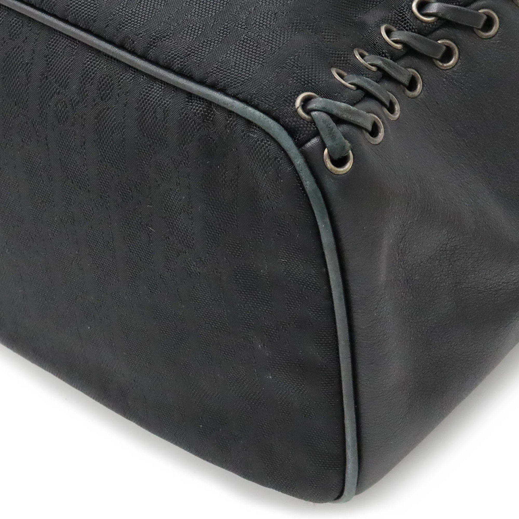 Christian Dior Trotter Shoulder Bag Nylon Leather Black