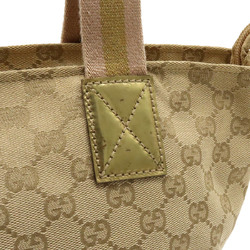 GUCCI GG Canvas Tote Bag Handbag Leather Beige Pink Gold 131228
