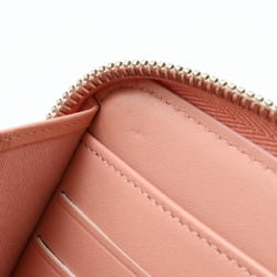 CHANEL Deauville Line Round Long Wallet Tweed Canvas Leather Lamé Pink A80056
