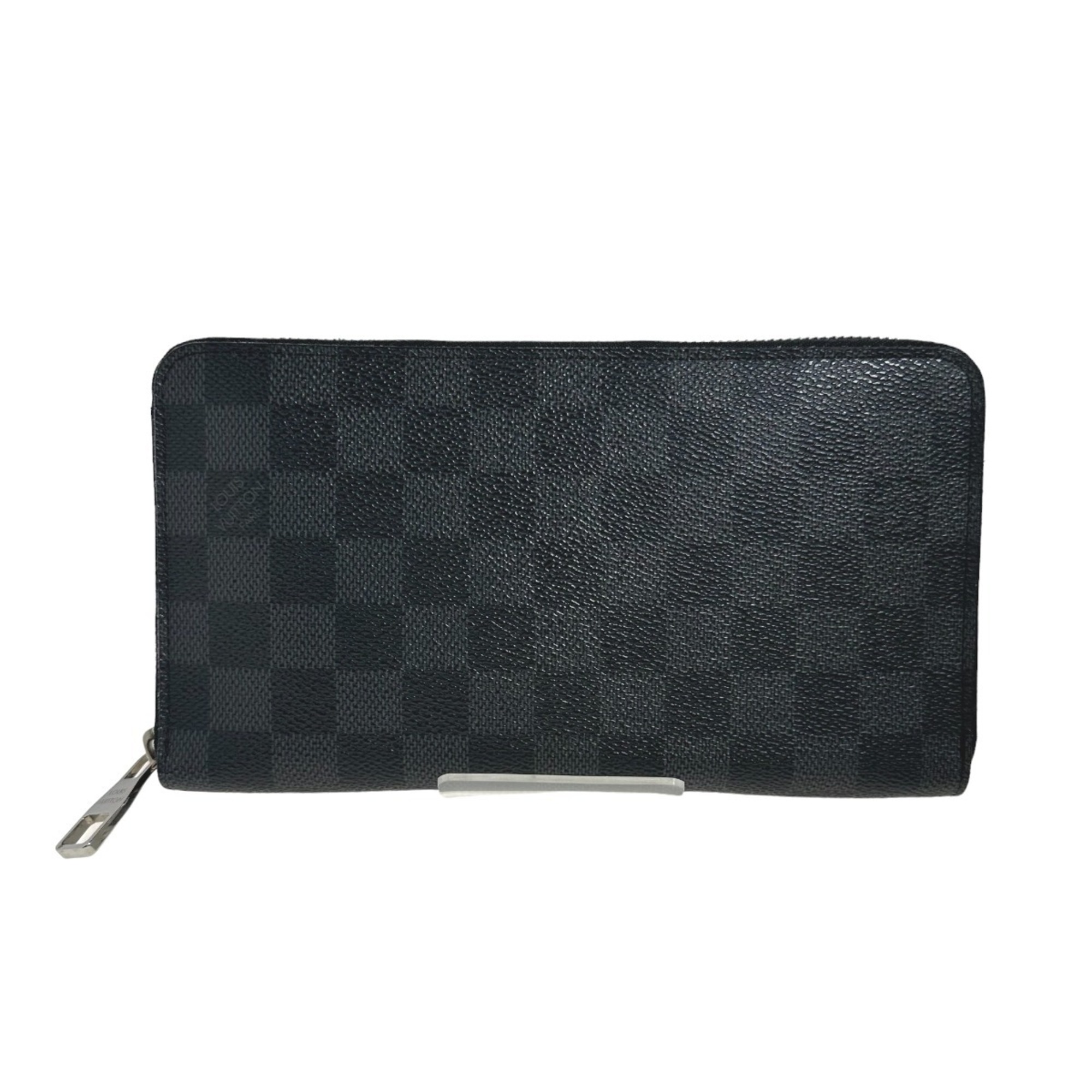 LOUIS VUITTON Round Zipper Damier Graphite Zippy Organizer N63077 Louis Vuitton Black Long Wallet