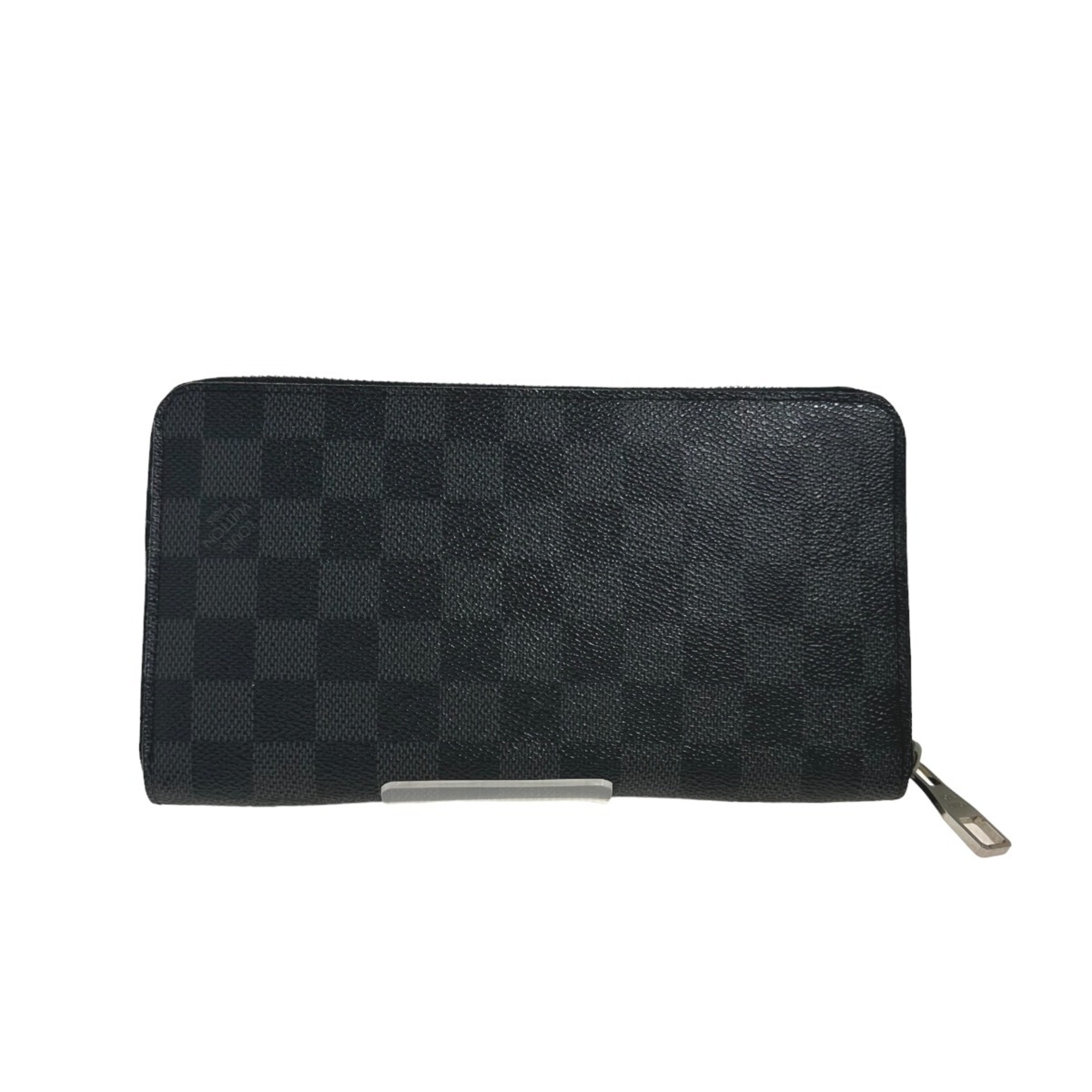 LOUIS VUITTON Round Zipper Damier Graphite Zippy Organizer N63077 Louis Vuitton Black Long Wallet