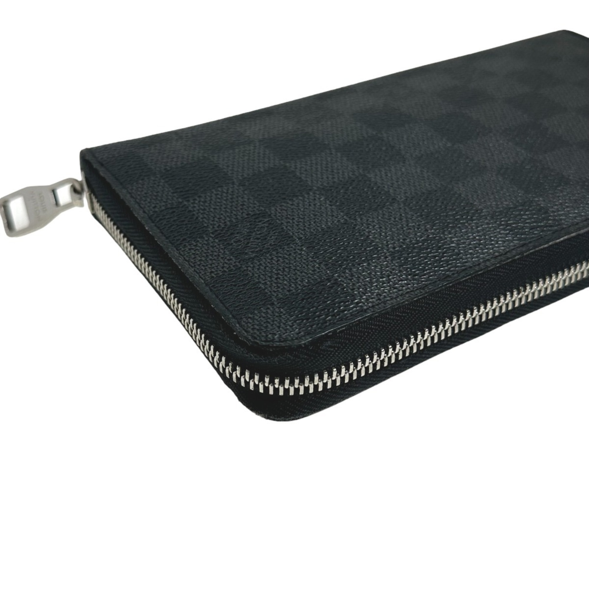 LOUIS VUITTON Round Zipper Damier Graphite Zippy Organizer N63077 Louis Vuitton Black Long Wallet