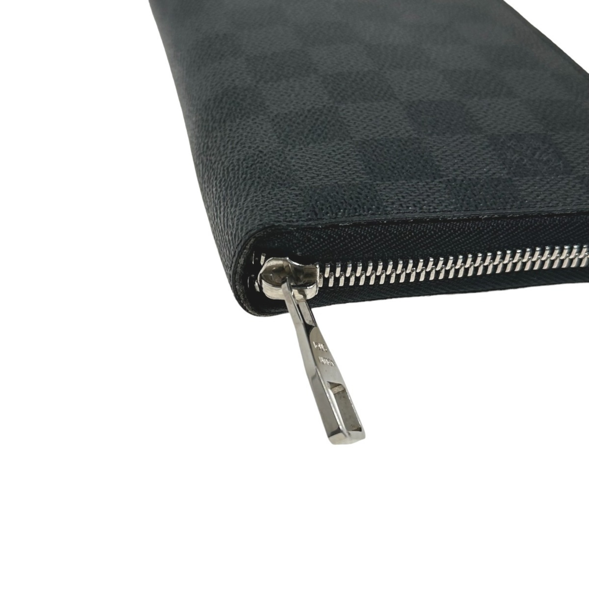 LOUIS VUITTON Round Zipper Damier Graphite Zippy Organizer N63077 Louis Vuitton Black Long Wallet