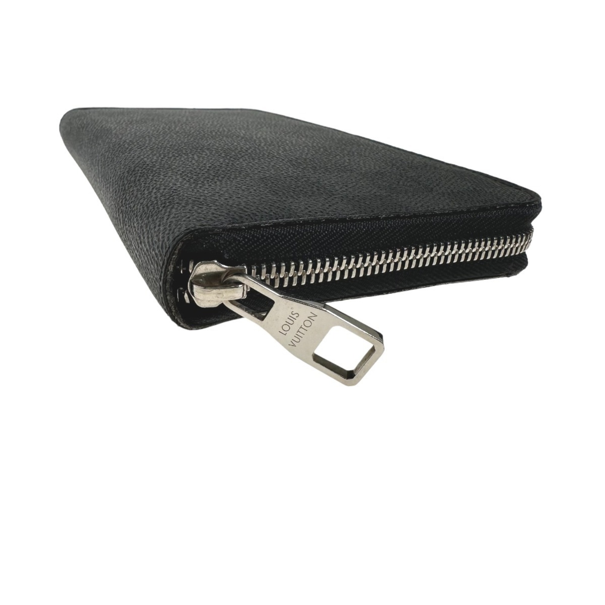 LOUIS VUITTON Round Zipper Damier Graphite Zippy Organizer N63077 Louis Vuitton Black Long Wallet