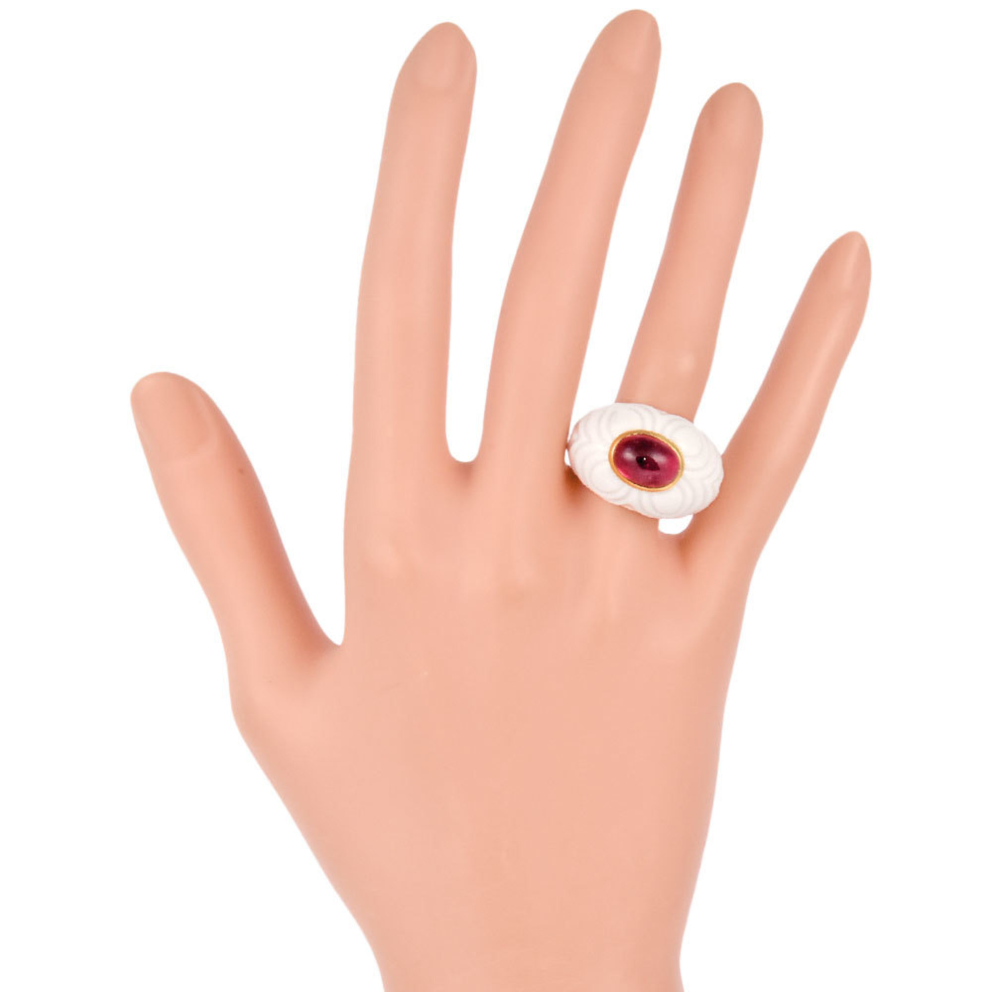Bvlgari BVLGARI Chandra Pink Tourmaline Ring K18YG White Ceramic #13