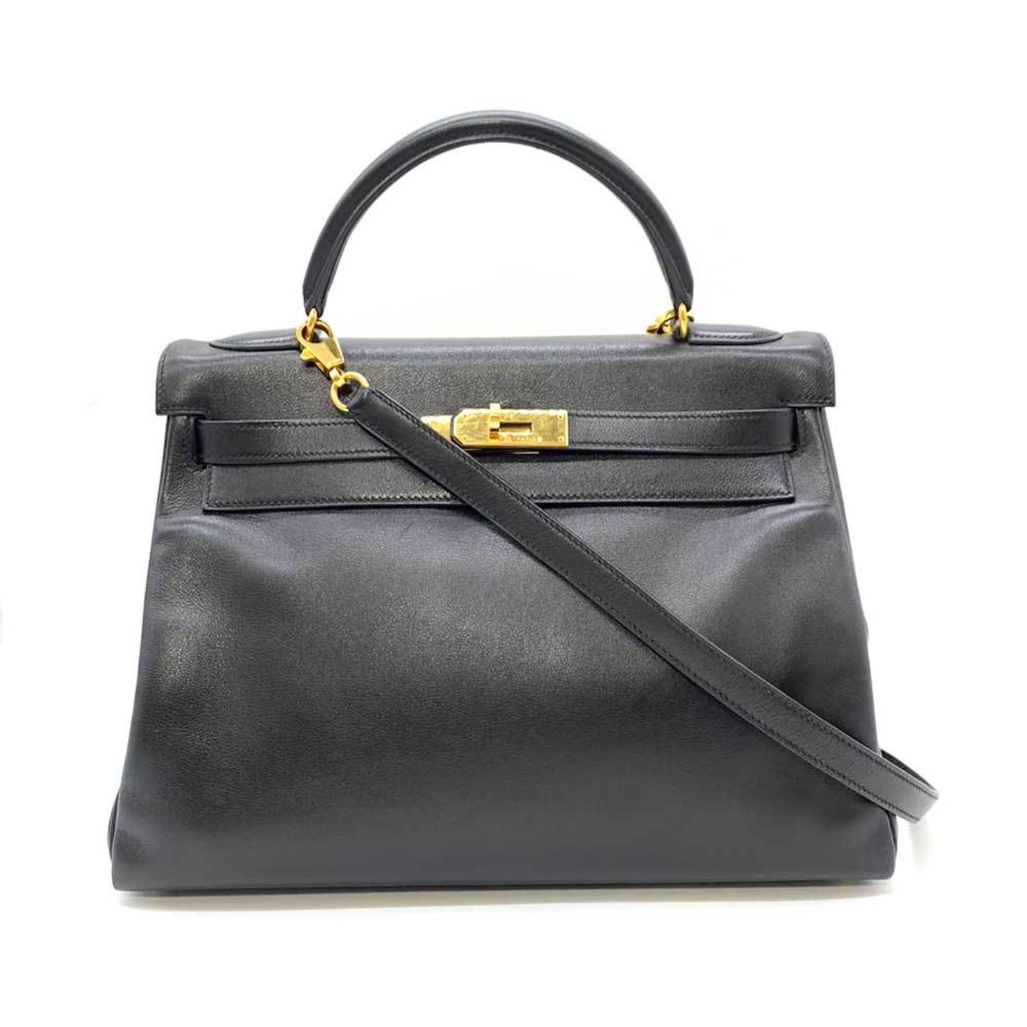 Hermes Bag Kelly 32 Inner Sewing Black Handbag Shoulder Ladies Voga ...