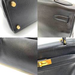 Hermes Bag Kelly 32 Inner Sewing Black Handbag Shoulder Ladies Voga River Leather □C Stamp HERMES