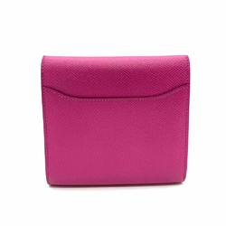 Hermes Wallet Constance Compact Magnolia Blue Pink Bifold Square H Ladies Vaux Epson Leather HERMES