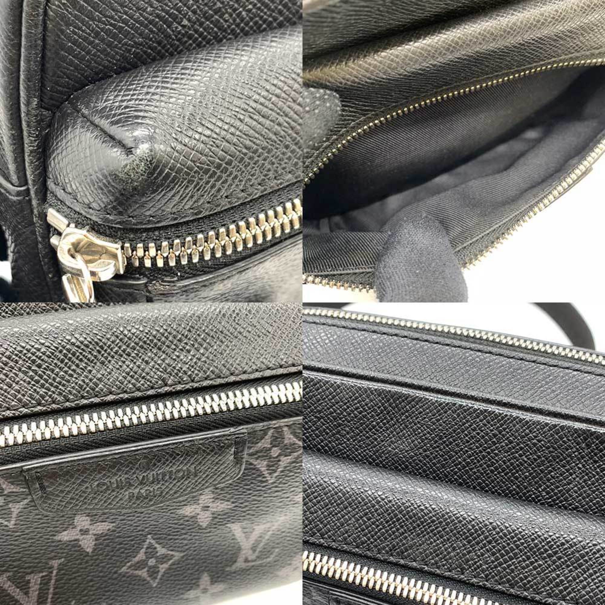 Louis Vuitton Bag Bum Outdoor Black Waist Body Crossbody Men's Taigarama Monogram Eclipse PVC x Leather M30245 LOUISVUITTON