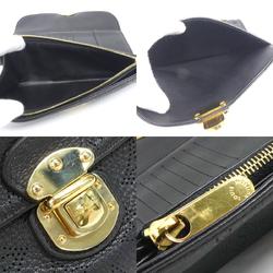 LOUIS VUITTON Bi-fold long wallet Monogram Mahina Portefeuille Amelia Noir Unisex M95549