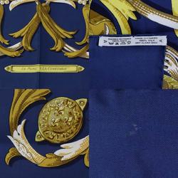 HERMES Scarf Carre90 LE MORS A LA CONETABLE Silk Navy/Gold/White Ladies