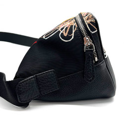 FENDI Body Bag Crossbody Shoulder Nylon/Leather Black/Multicolor Silver Men's