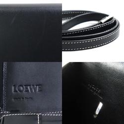 LOEWE Crossbody Shoulder Bag Heel Leather Black Silver Women's