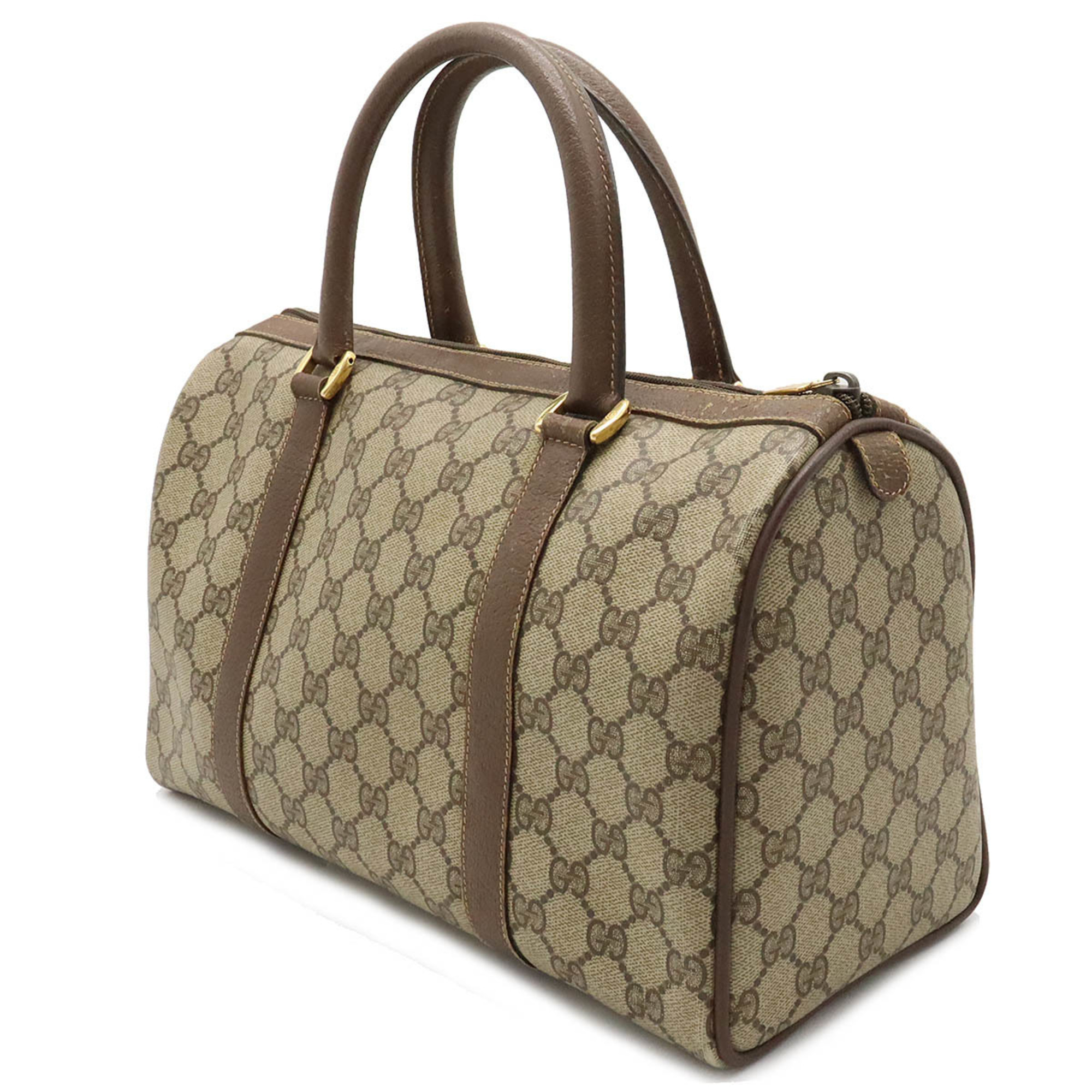 GUCCI Gucci Old Sherry Line Handbag Boston Bag PVC Leather Khaki Beige Mocha Brown 40.02.007