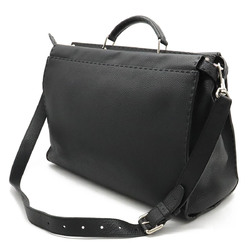 FENDI Selleria Peekaboo Handbag Shoulder Bag Leather Black 7VA388