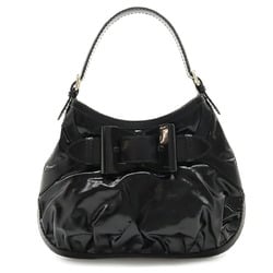 GUCCI Gucci Quinn Hobo Ribbon Shoulder Bag Handbag Patent Leather Enamel Black 189885