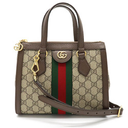 GUCCI Gucci Ophidia GG Small Tote Bag Handbag Shoulder PVC Leather Khaki Beige Mocha Brown 547551