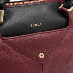 FURLA bicolor handbag shoulder bag wine red purple black