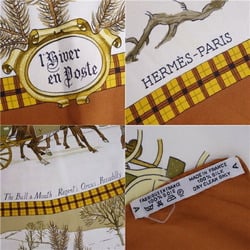 HERMES Scarf Muffler Carre90 LHIVER EN POSTE Mail Coach 100% Silk Ladies Multi Color