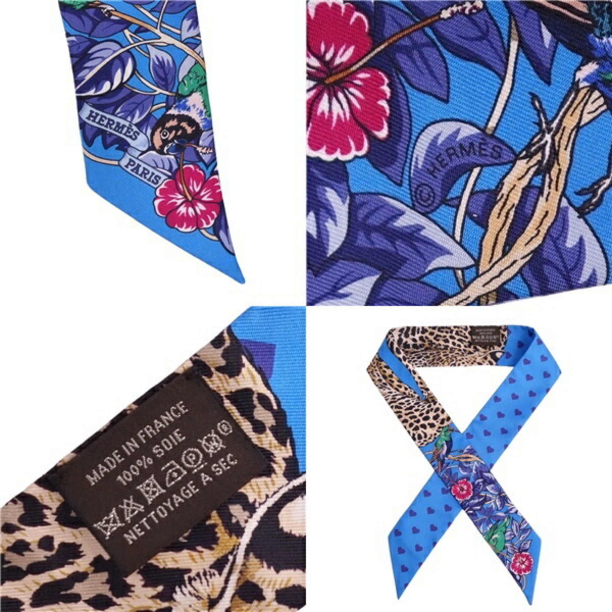 HERMES Scarf Muffler Twilly Silk Twill Ribbon Women's Multicolor