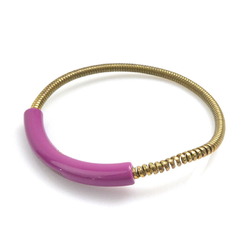 CHANEL Bangle Bracelet Logo Metal/Resin Gold/Purple Ladies