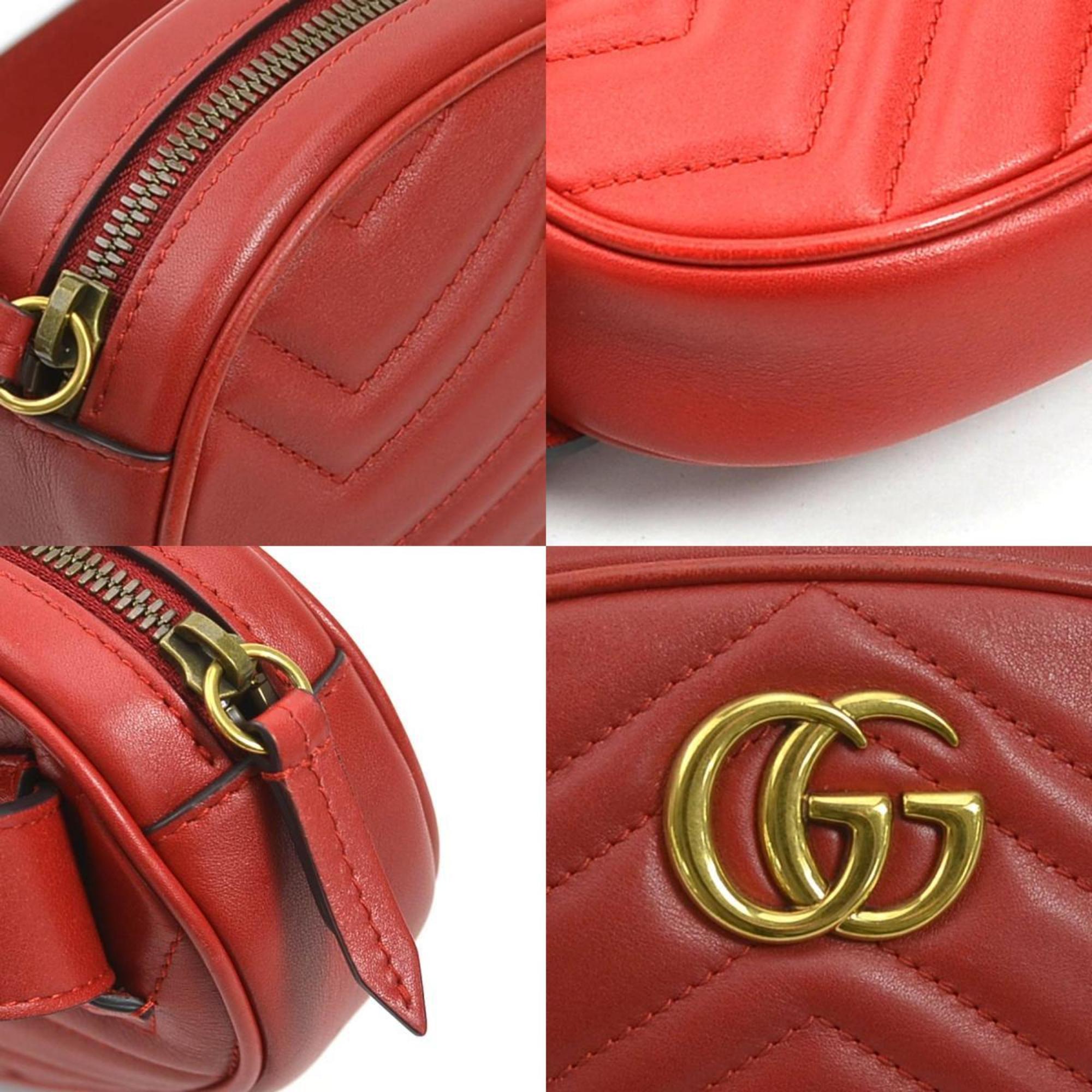 GUCCI waist bag belt GG Marmont leather red gold ladies 476434 eLADY Globazone