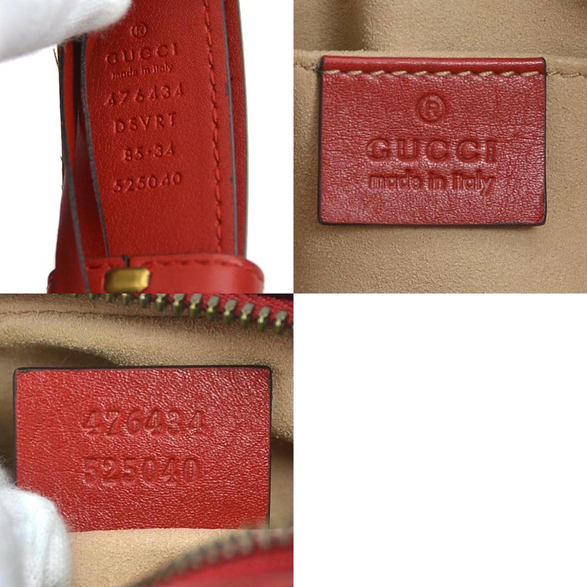 GUCCI waist bag belt GG Marmont leather red gold ladies 476434