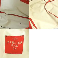 Valentino Garavani Handbag Shoulder Bag Canvas/Leather Red x Light Beige Ladies