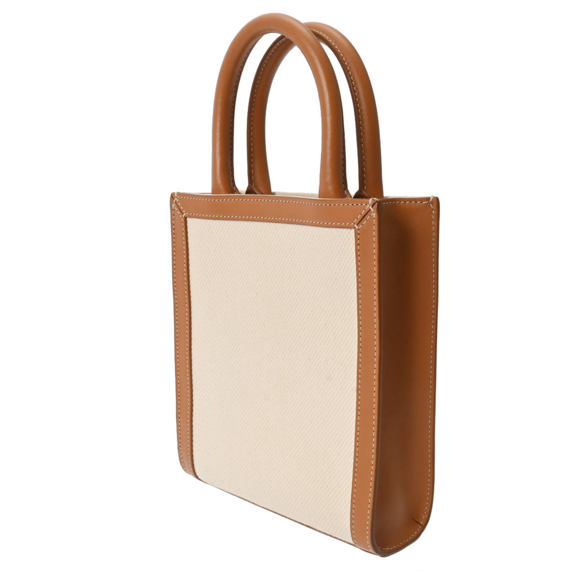 CELINE Vertical Cover Beige/Brown 193302BN Women's Leather Canvas Handbag