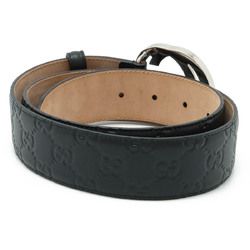 GUCCI Gucci Guccisima Signature GG Interlocking G Buckle Belt Leather Black #85 411924