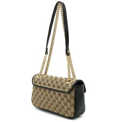 GUCCI Gucci GG Marmont Small Shoulder Bag Chain Quilted Canvas Khaki Beige Black 443497