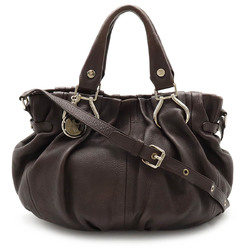 CELINE Celine Pillow Small Handbag Tote Bag Shoulder Leather Dark Brown