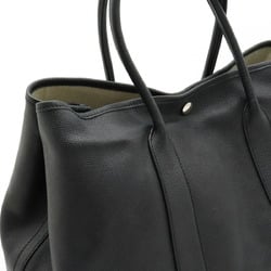 HERMES Garden PM Tote Bag Handbag Vaux Epson All Leather Black A Stamp