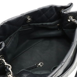 CHANEL Coco Mark Chain Tote Bag Shoulder Caviar Skin Leather Black 8374