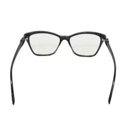CHANEL Glasses Cat's Eye Shape Logo Clear Black Strass Calf Rim Coco Mark Plastic A71440 Women's