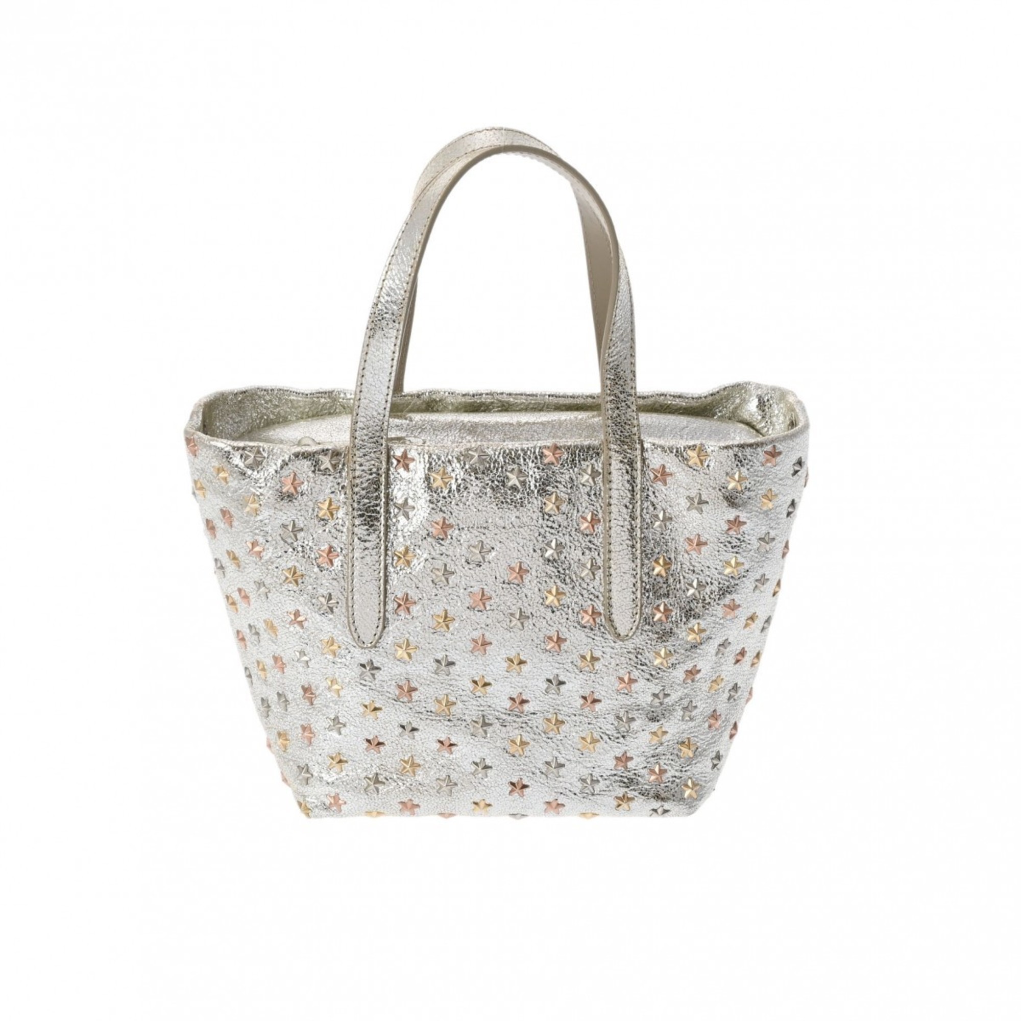 JIMMY CHOO Sarah Star Studded Silver Women's Leather Tote Bag